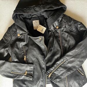 Free People Black Vegan Leather Jacket